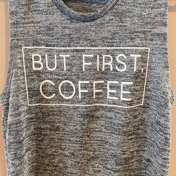 Fifth Sun Gray Sleeveless Top - 'But First, Coffee' - Picture 2 of 4
